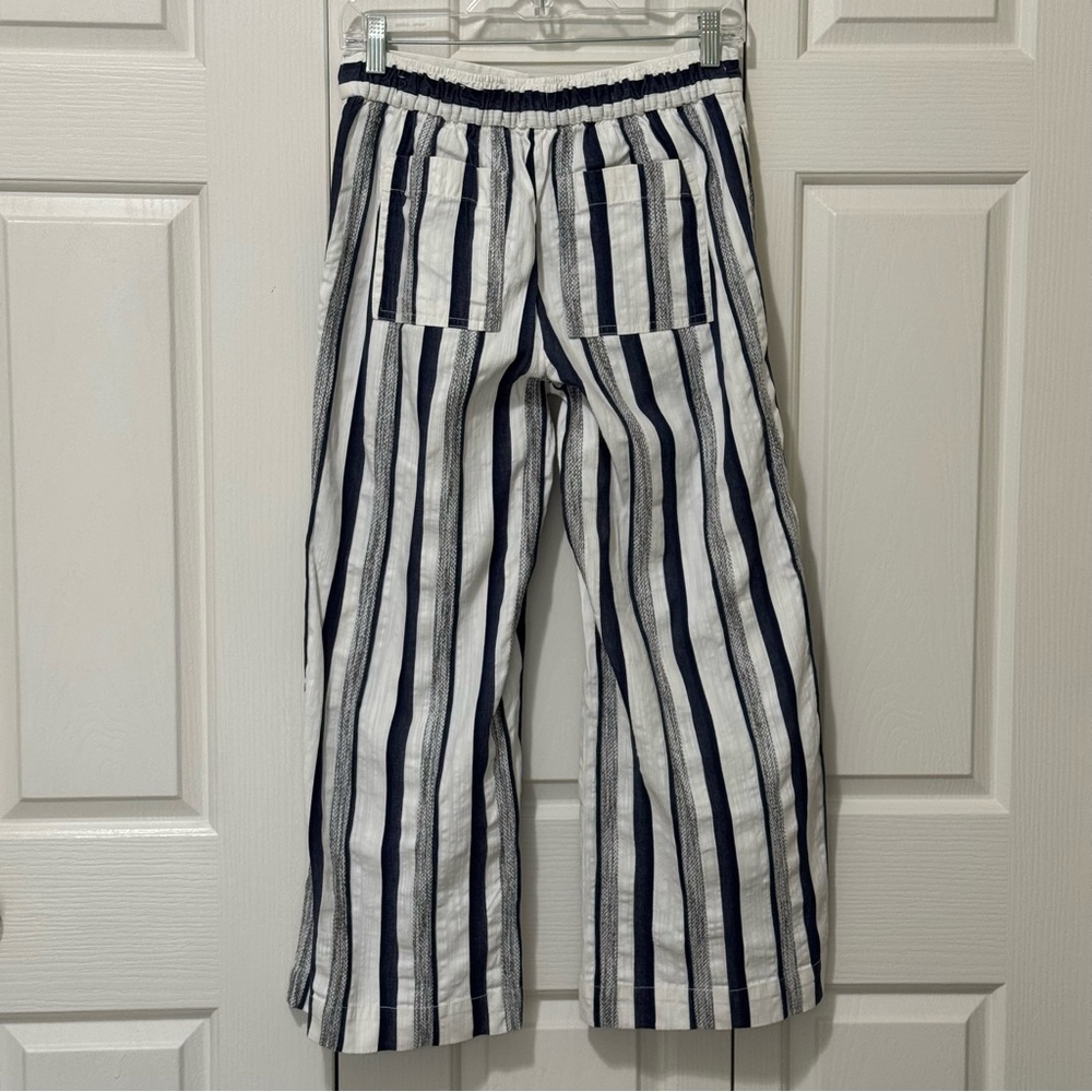 LOFT Outlet Navy White Striped Wide Leg Crop Pants Small - Picture 5 of 15